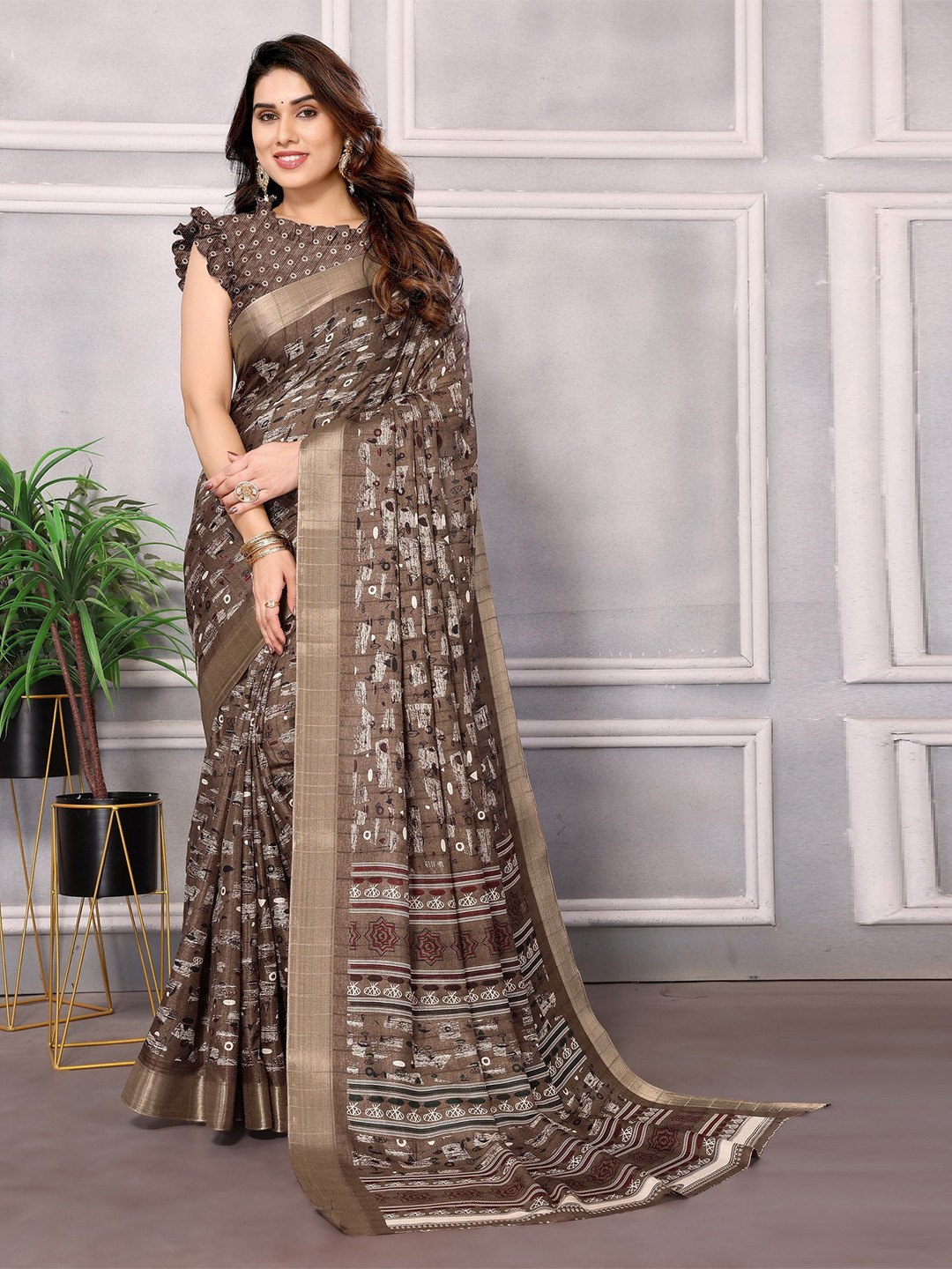 saretramall Zari Pure Cotton Handloom Maheshwari Saree