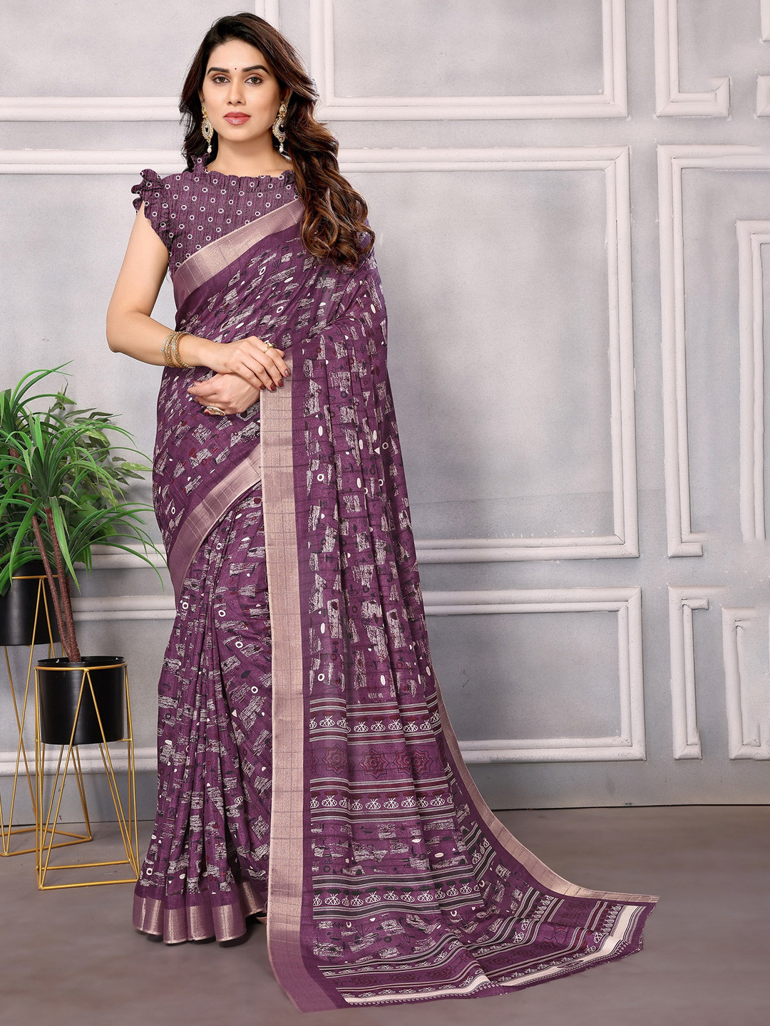 saretramall Zari Pure Cotton Maheshwari Saree