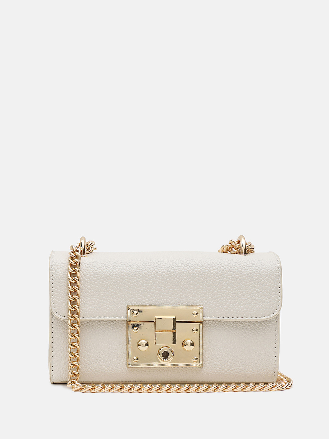 Kazo Textured Mesmerize Gold Lock Sling Bag
