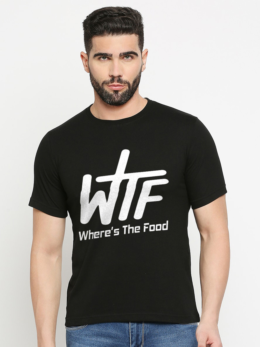 MOD ECRU Printed Round Neck Short Sleeves Cotton Pockets T-shirt