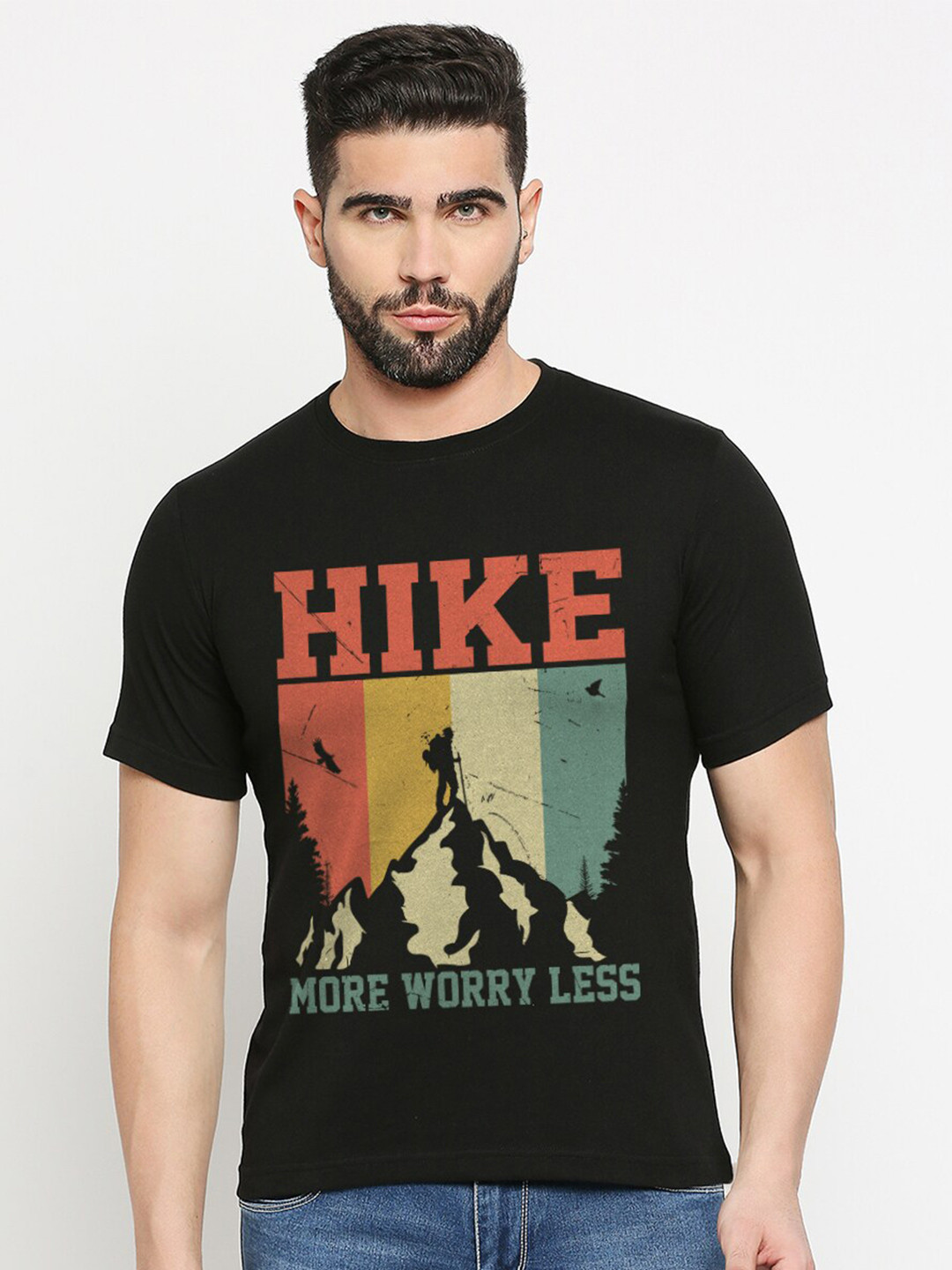 MOD ECRU Printed Round Neck Short Sleeves Cotton T-shirt