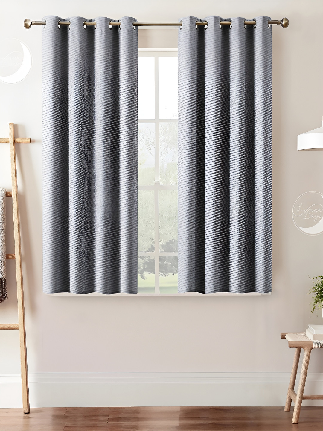 Lunar Days 2 Piece  Black Out window 5ft Curtain