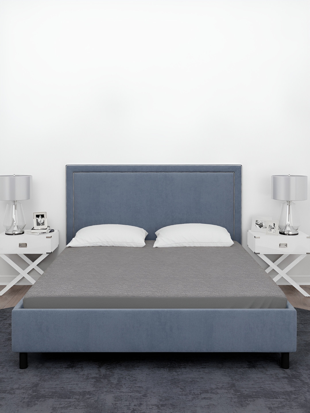 Aura Grey Terry Cotton King Size Double Bed Water Resistant Mattress Protector
