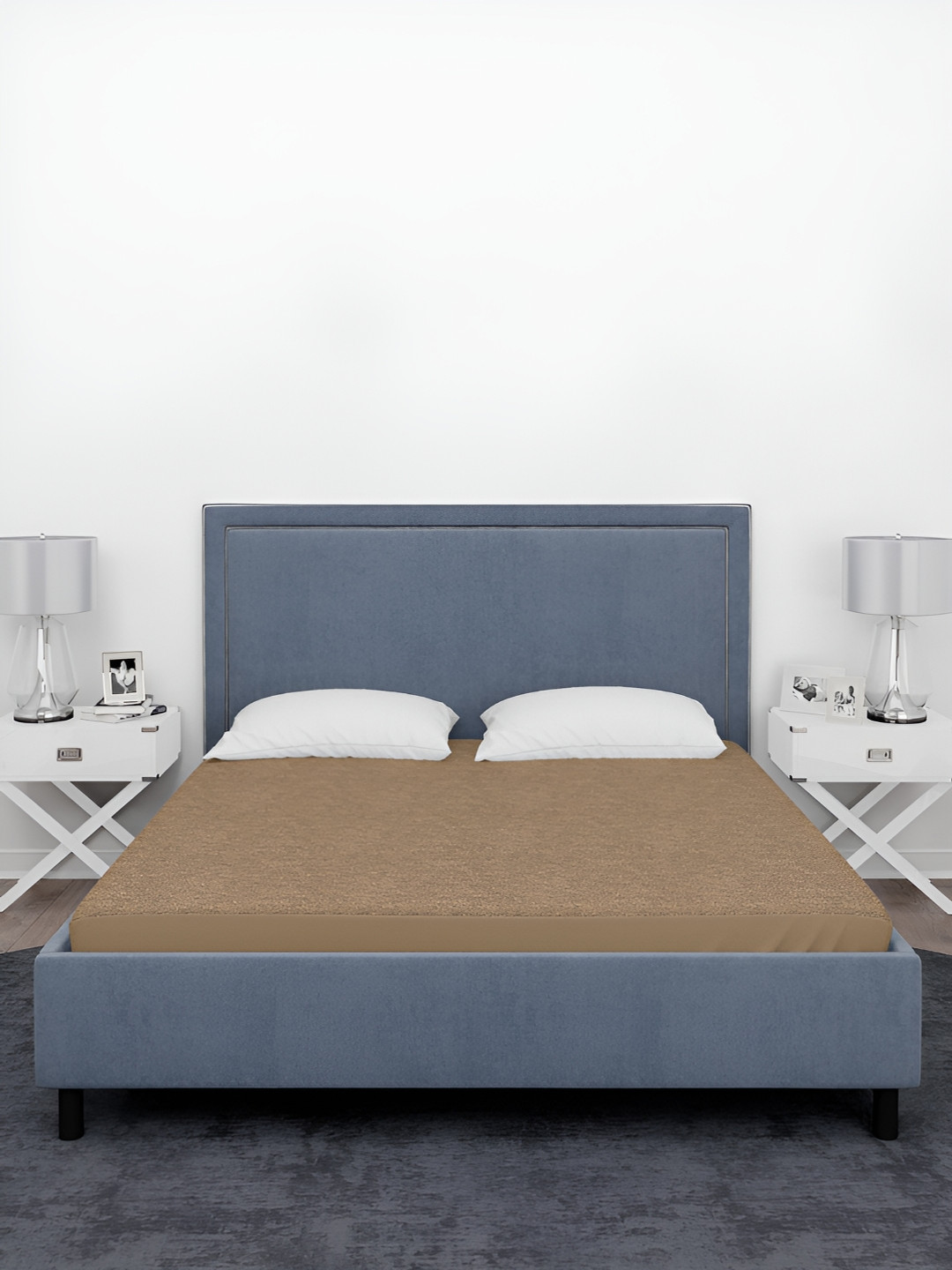 Aura Beige Terry Cotton King Size Double Bed Water Resistant Mattress Protector