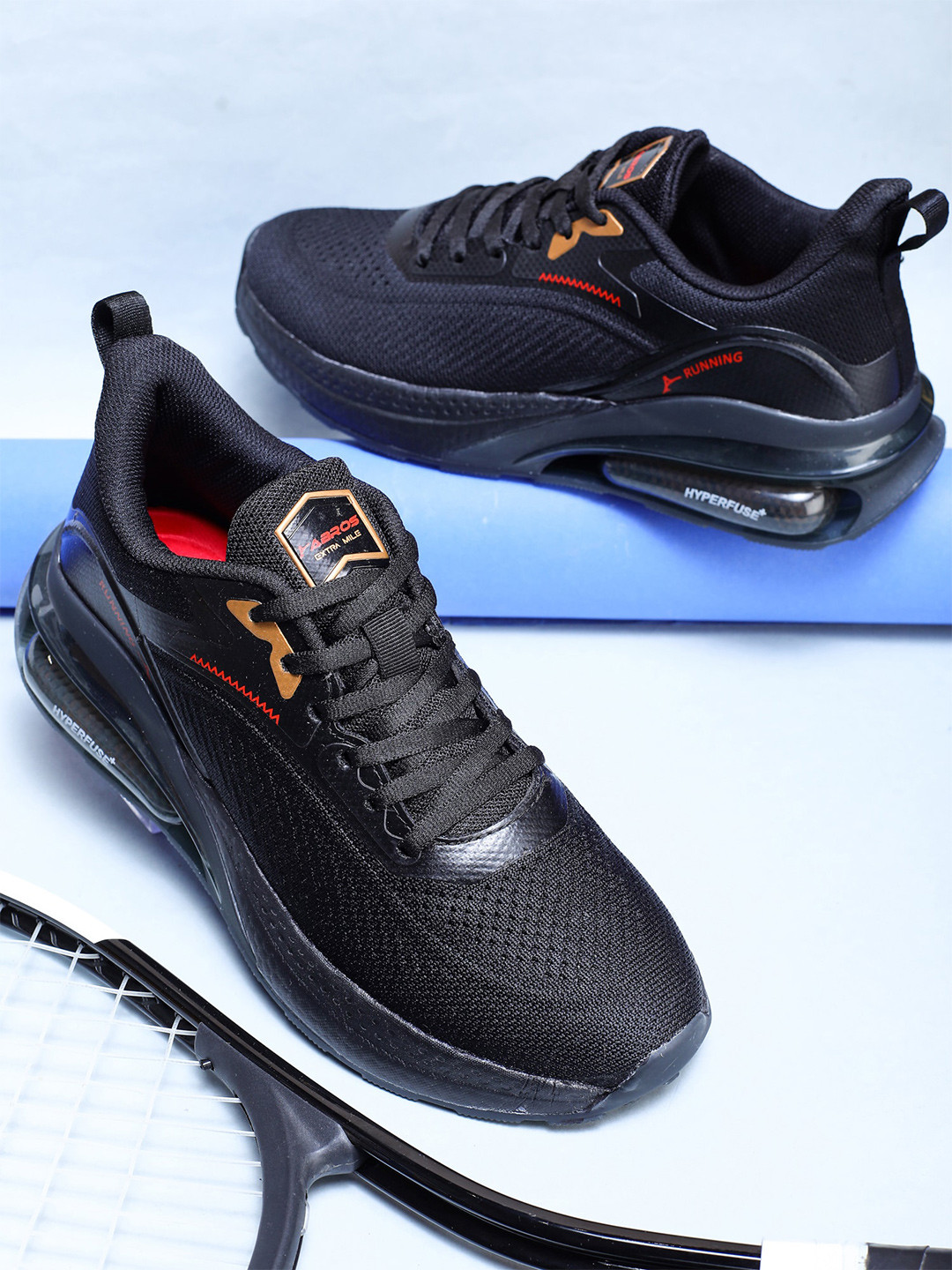 ABROS Men Mid-Top Lace Up Mesh Running Shoes