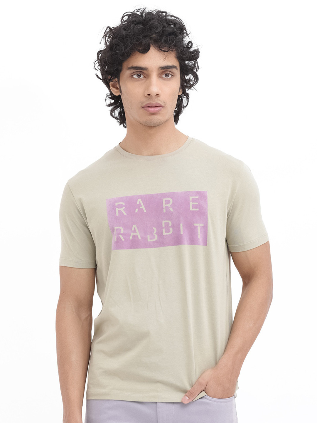 RARE RABBIT Men Noir Regular Fit Graphic Printed Round Neck Cotton T-Shirt