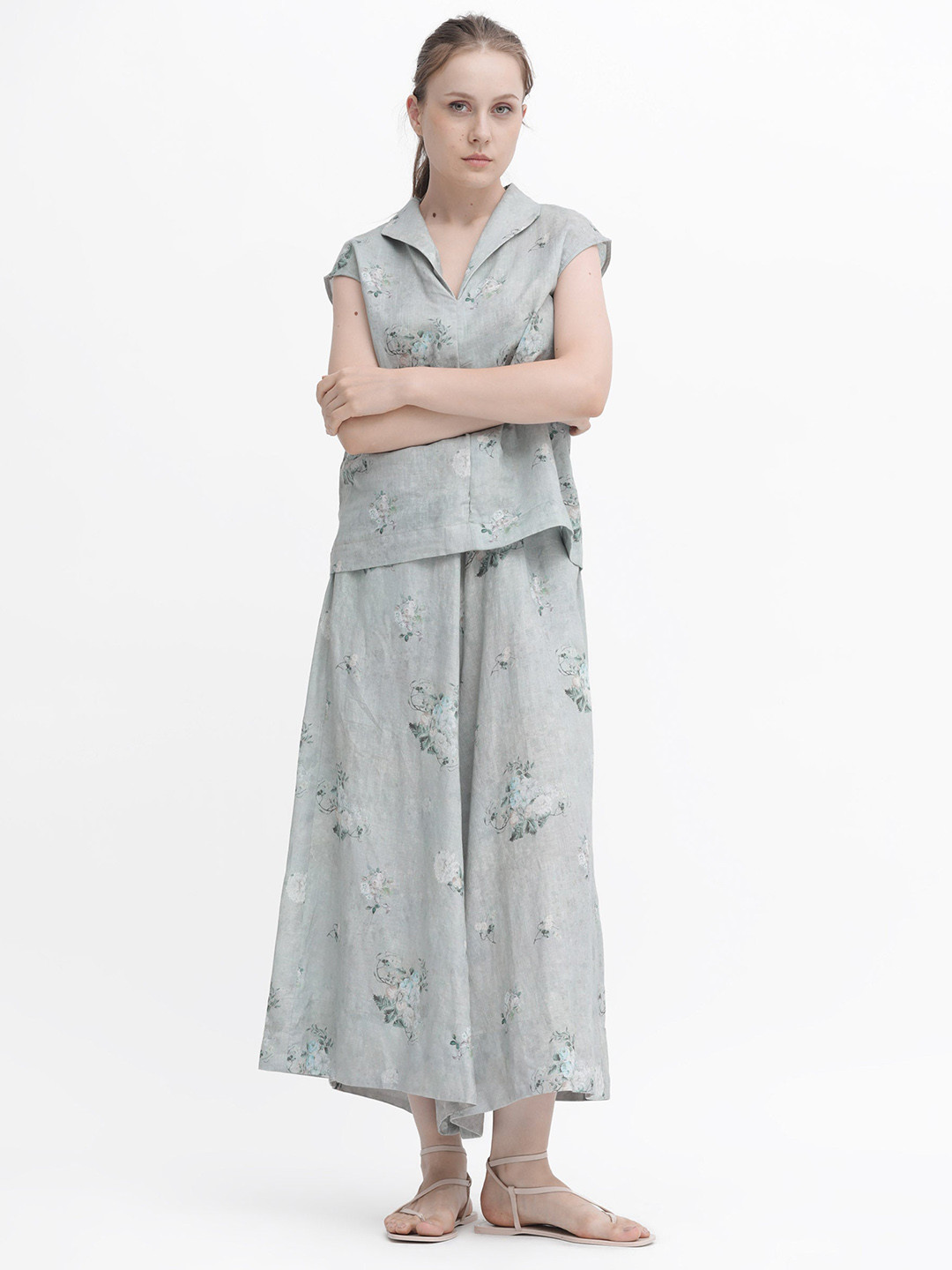 RAREISM Women Floral Printed High-Rise Cotton Trousers
