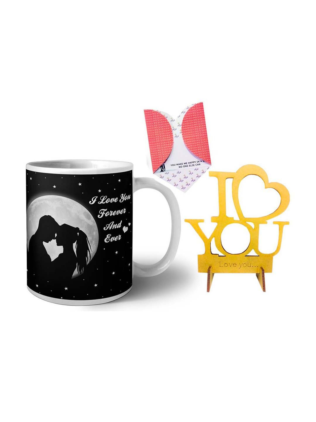 Phirki Studio Gift Warli Art Black Typography Ceramic Handmade 3 Piece Mugs-325ml