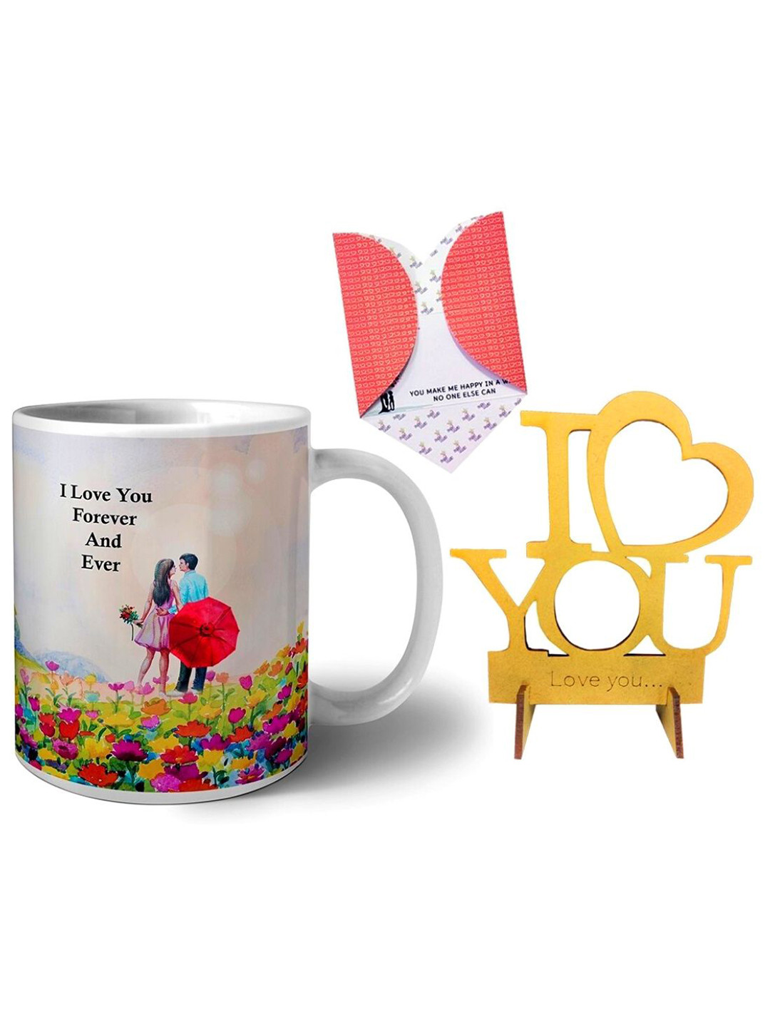 Phirki Studio A Daughter Is A Little Girl Who Grows Up To Be A Friend White Typography Ceramic Handmade Mug with Showpiece and Greeting Card-325ml
