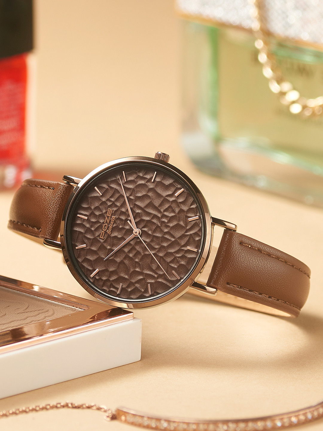 Sonata Poze Women Leather Straps Analogue Watch SP80036QL01W