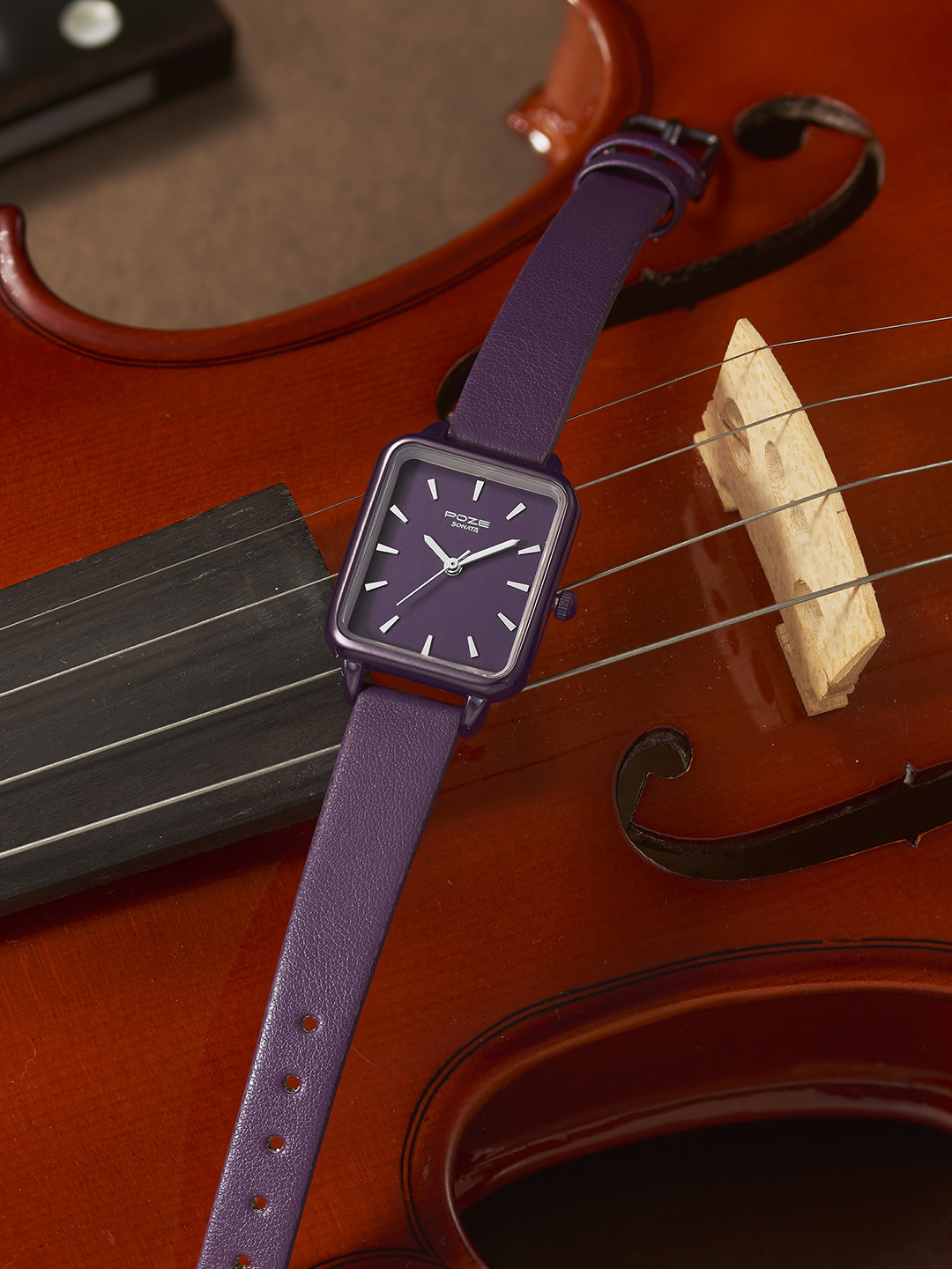 Sonata Poze Women Brass Wrap Around Straps Rectangular Analogue Watch SP80039QL01W