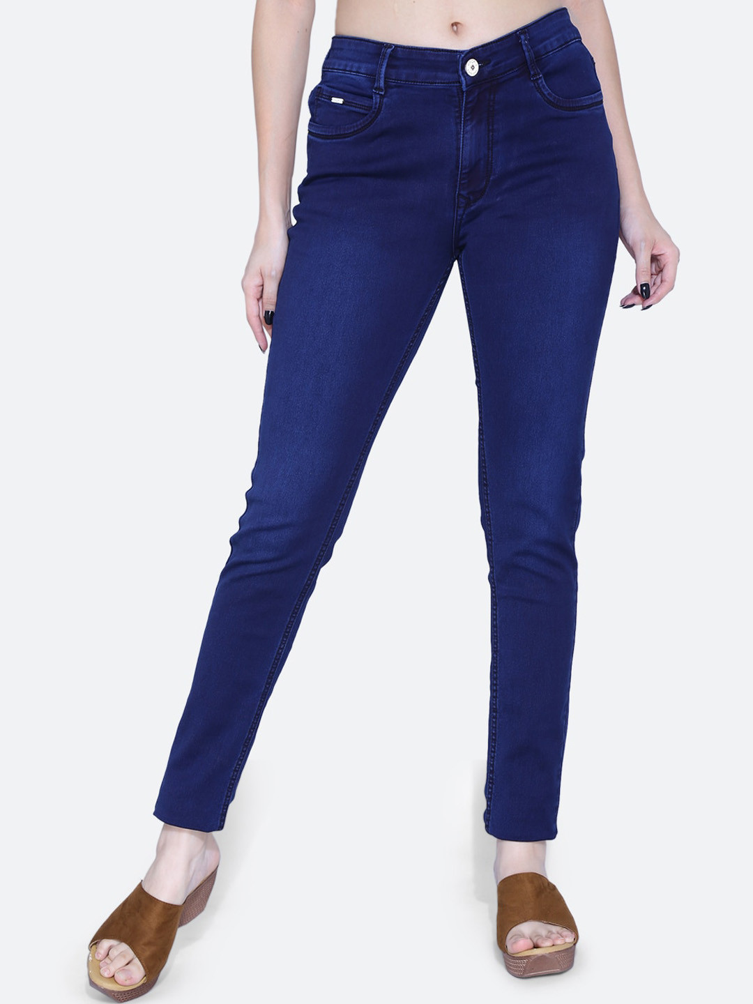 FCK-3 Women Hottie High-Rise Dark Shade Light Fade Clean Look Stretchable Jeans