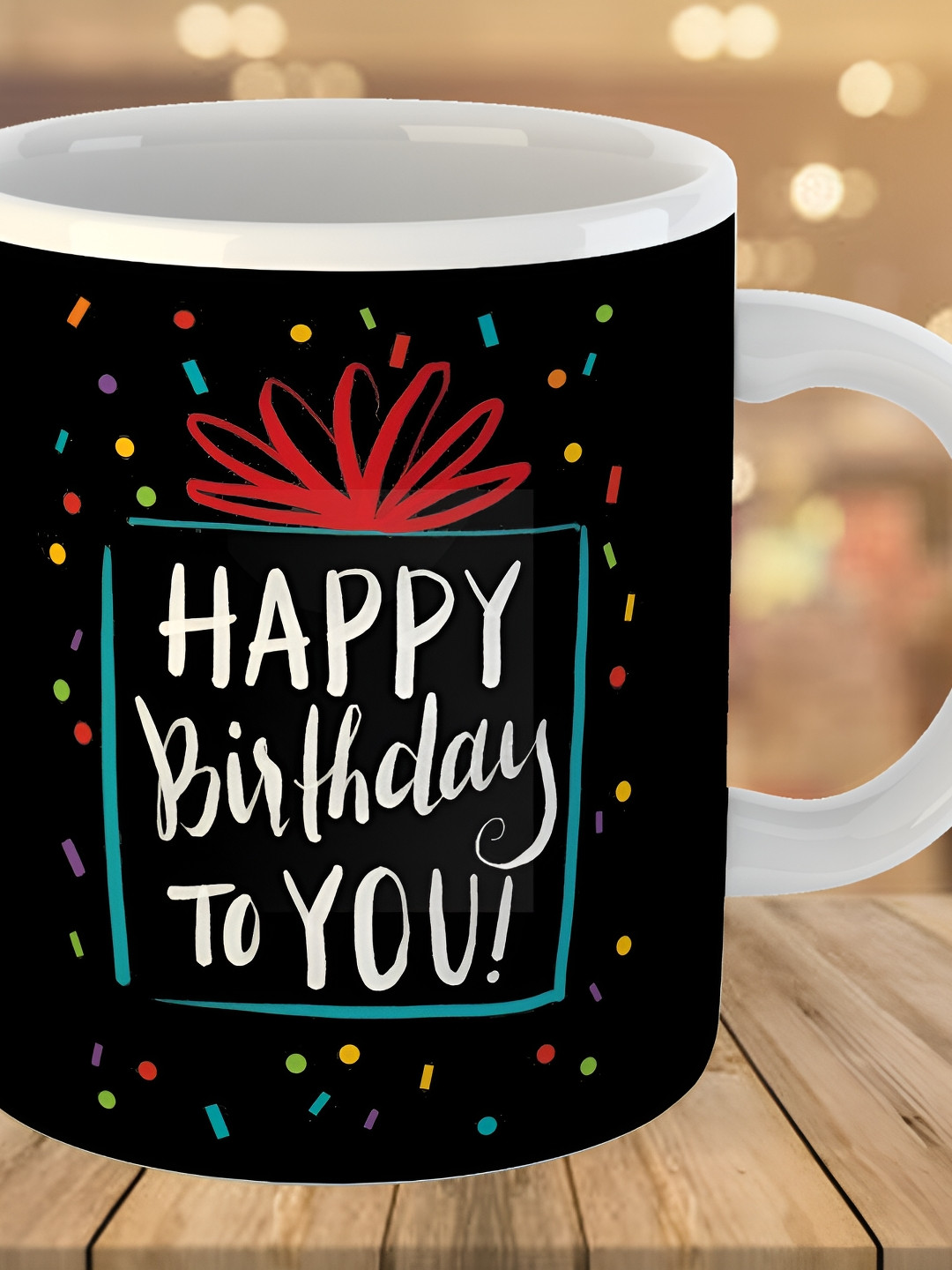 Keviv Black & White Happy Birthday To You Printed Ceramic Glossy Coffee Mug 325 ml