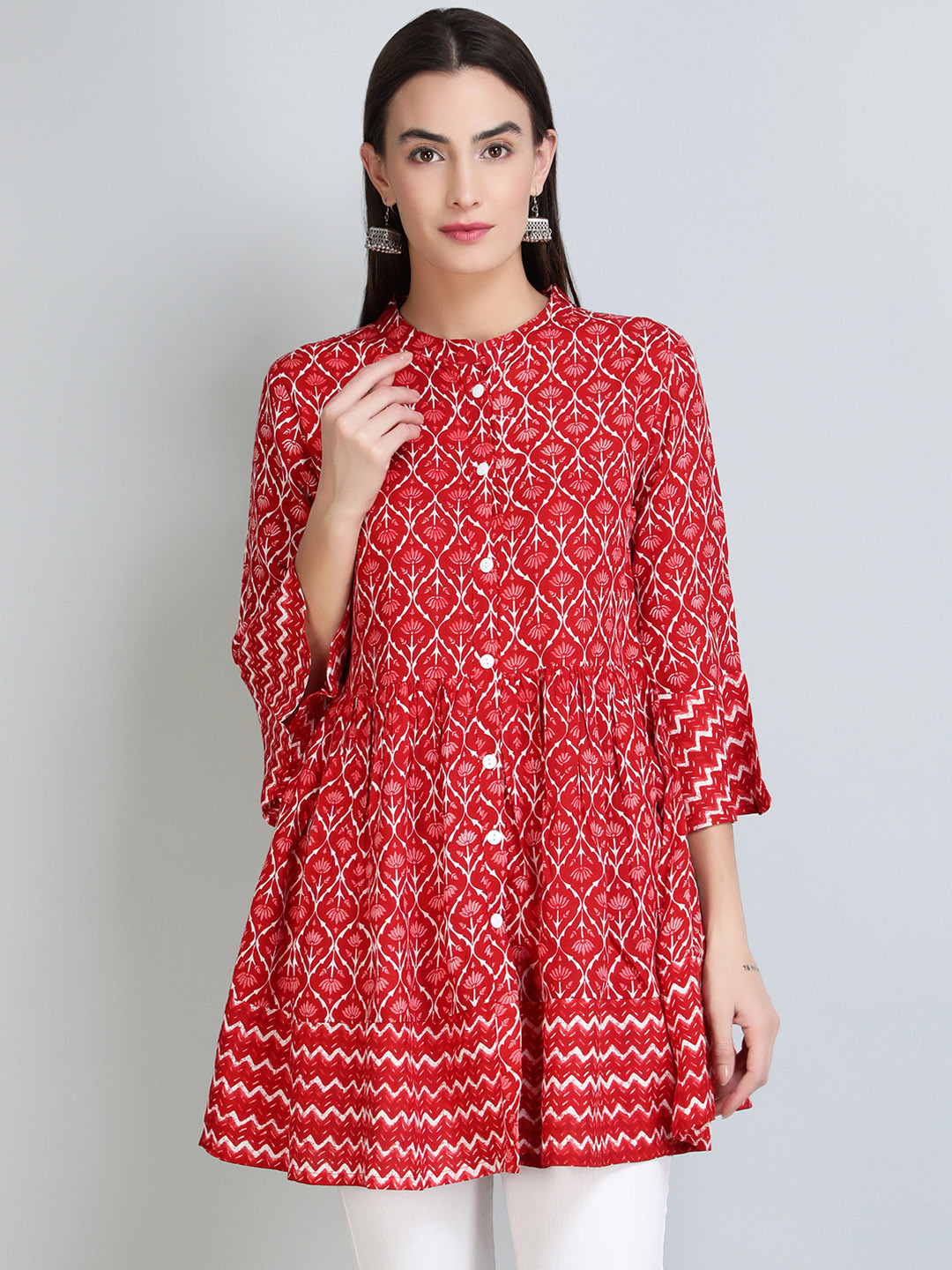 MALANDRO Floral Printed A-Line Kurti