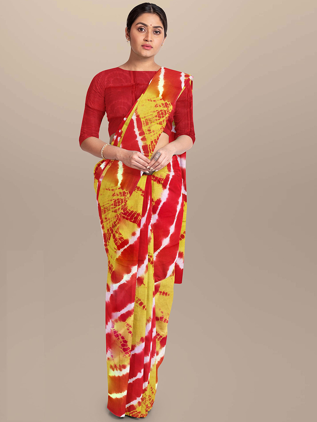 Sanganeri Print Leheriya Mulmul Cotton Bagru Saree