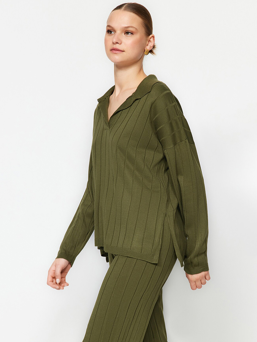 Trendyol Striped Acrylic Sweater & Trousers Co-Ords
