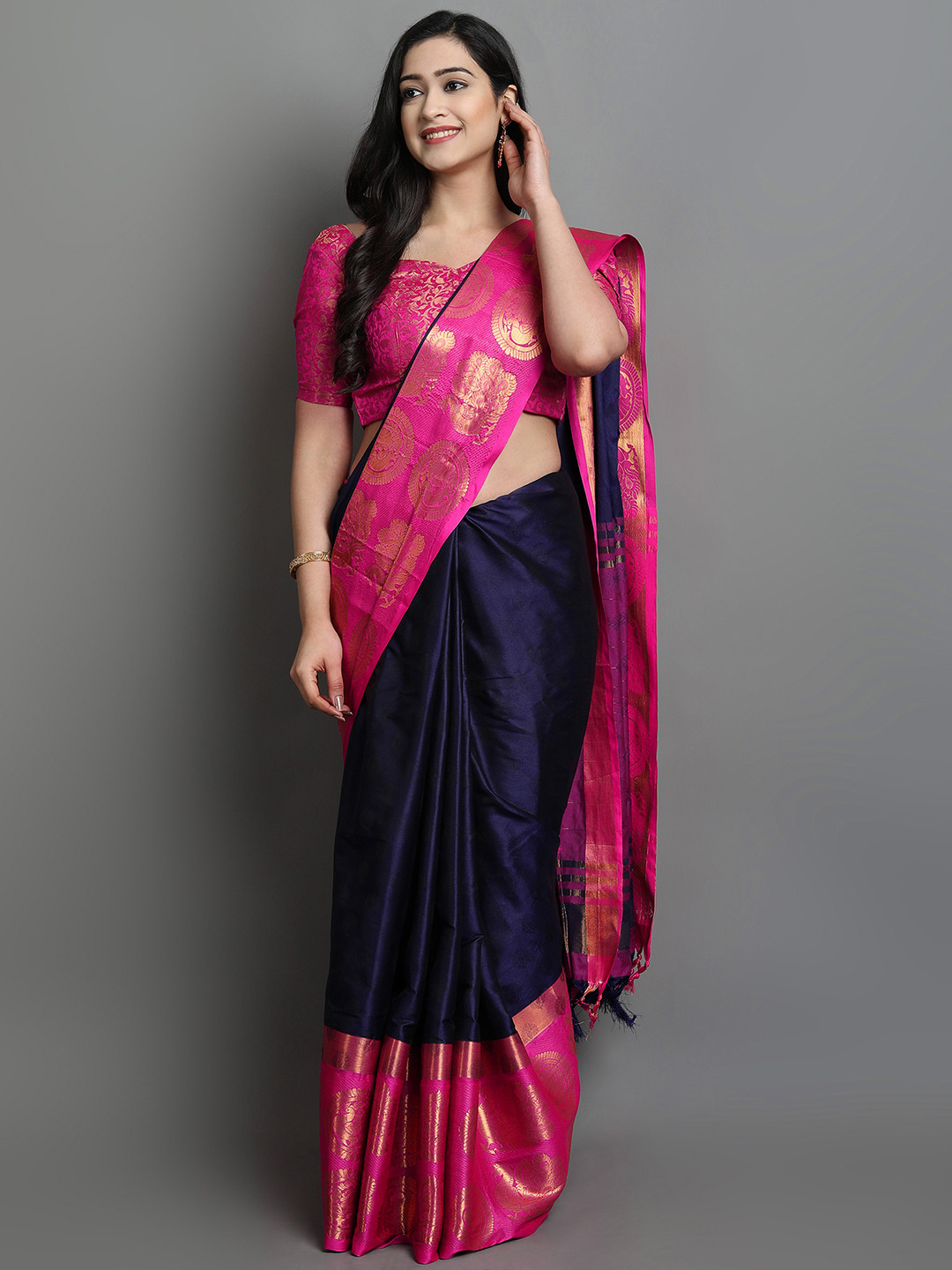 SILKWEAR Zari Silk Cotton Zari Kanjeevaram Saree