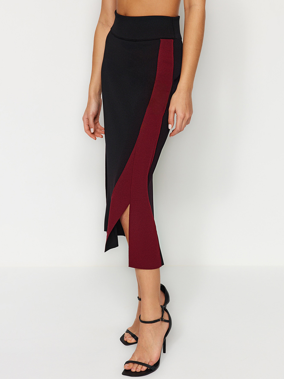 Trendyol Colour Blocked Straight Midi Skirts