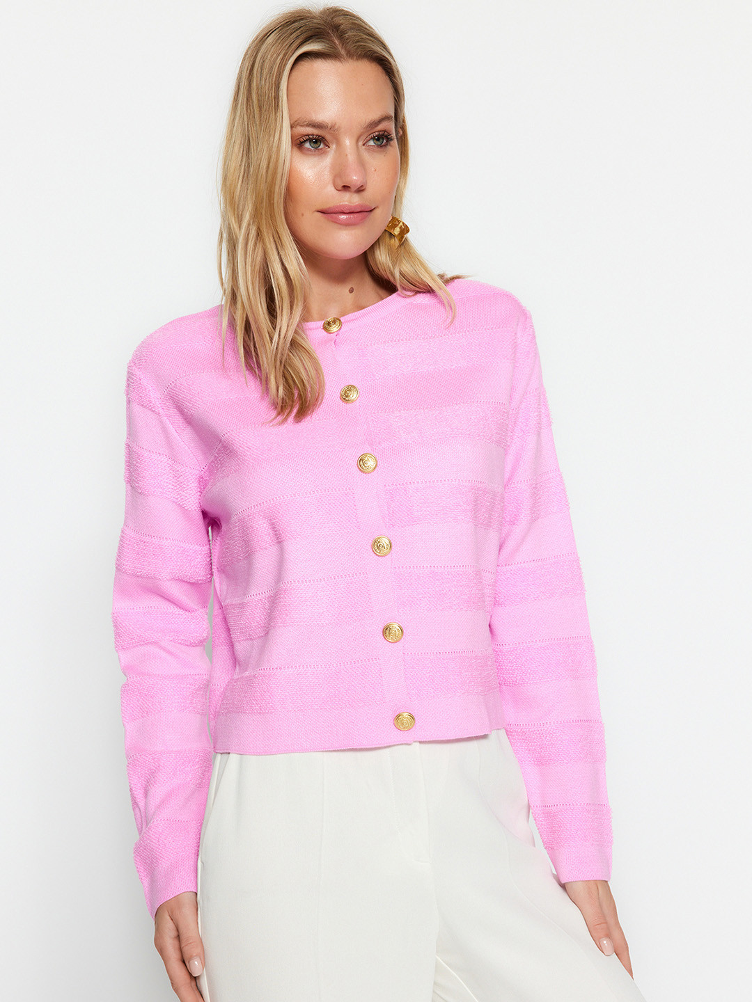 Trendyol Acrylic Round Neck Cardigan