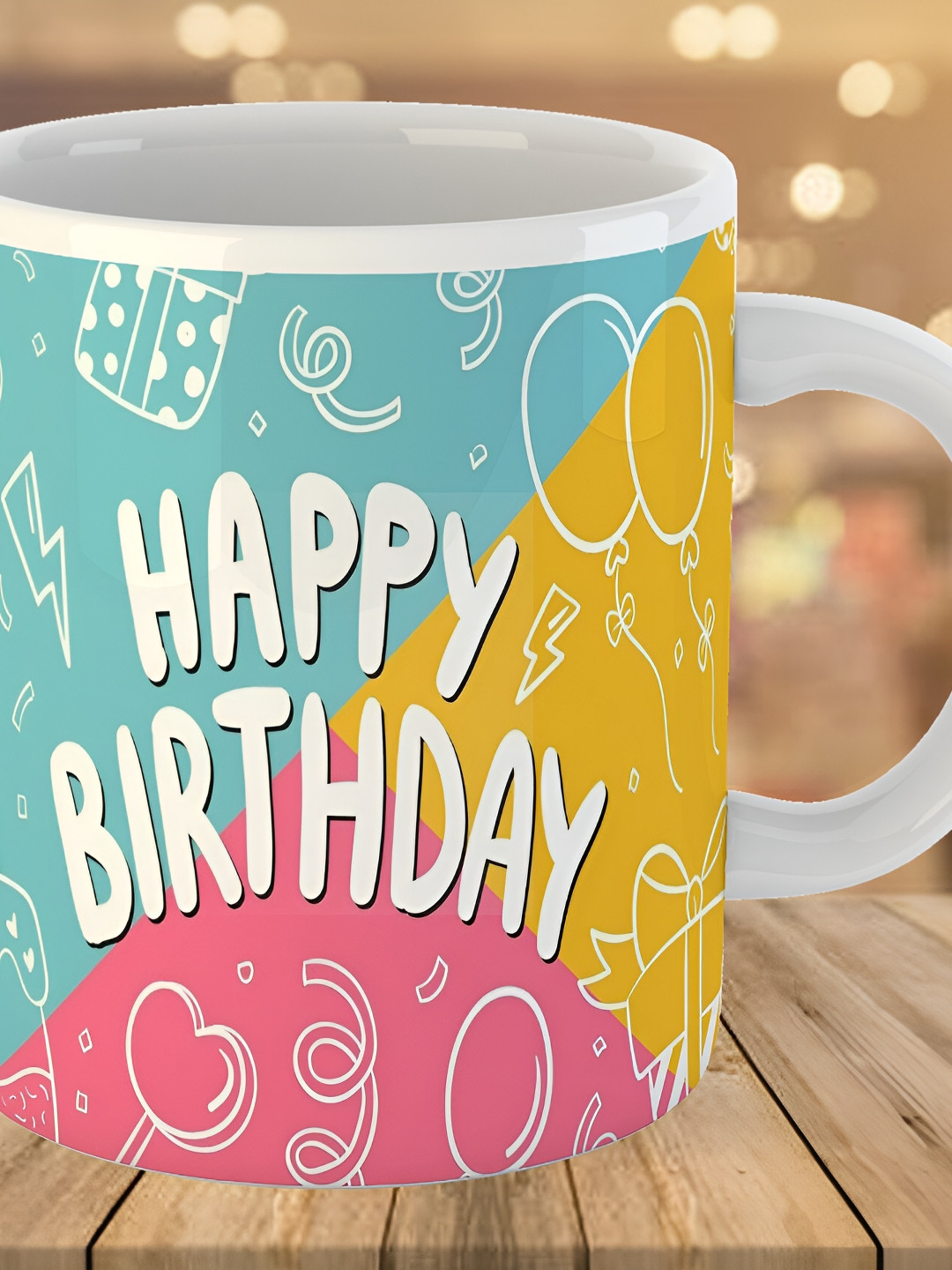 Keviv Blue & White Text or Slogans Printed Ceramic Glossy Mug 325ml