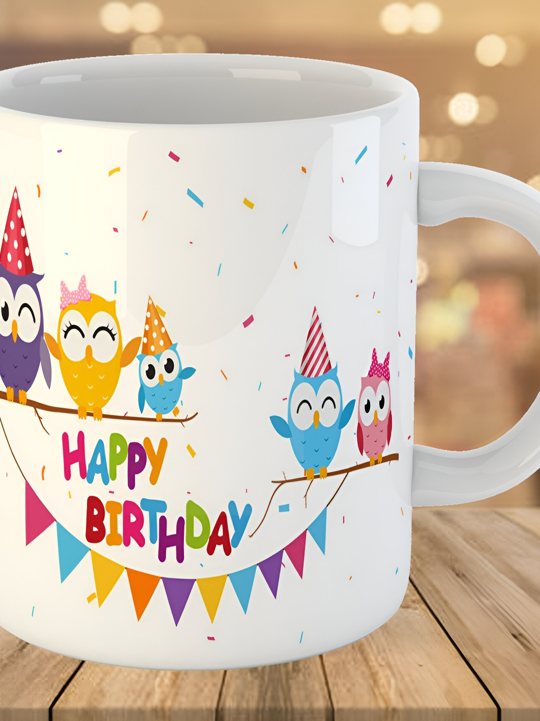 Keviv White & Purple Text or Slogans Printed Ceramic Glossy Mug 325 ml