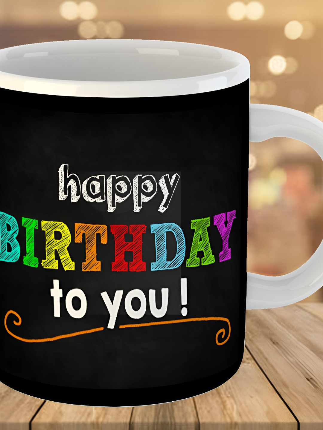 Keviv Black & White Happy Birthday To You Printed Ceramic Glossy Coffee Mug 325 ml