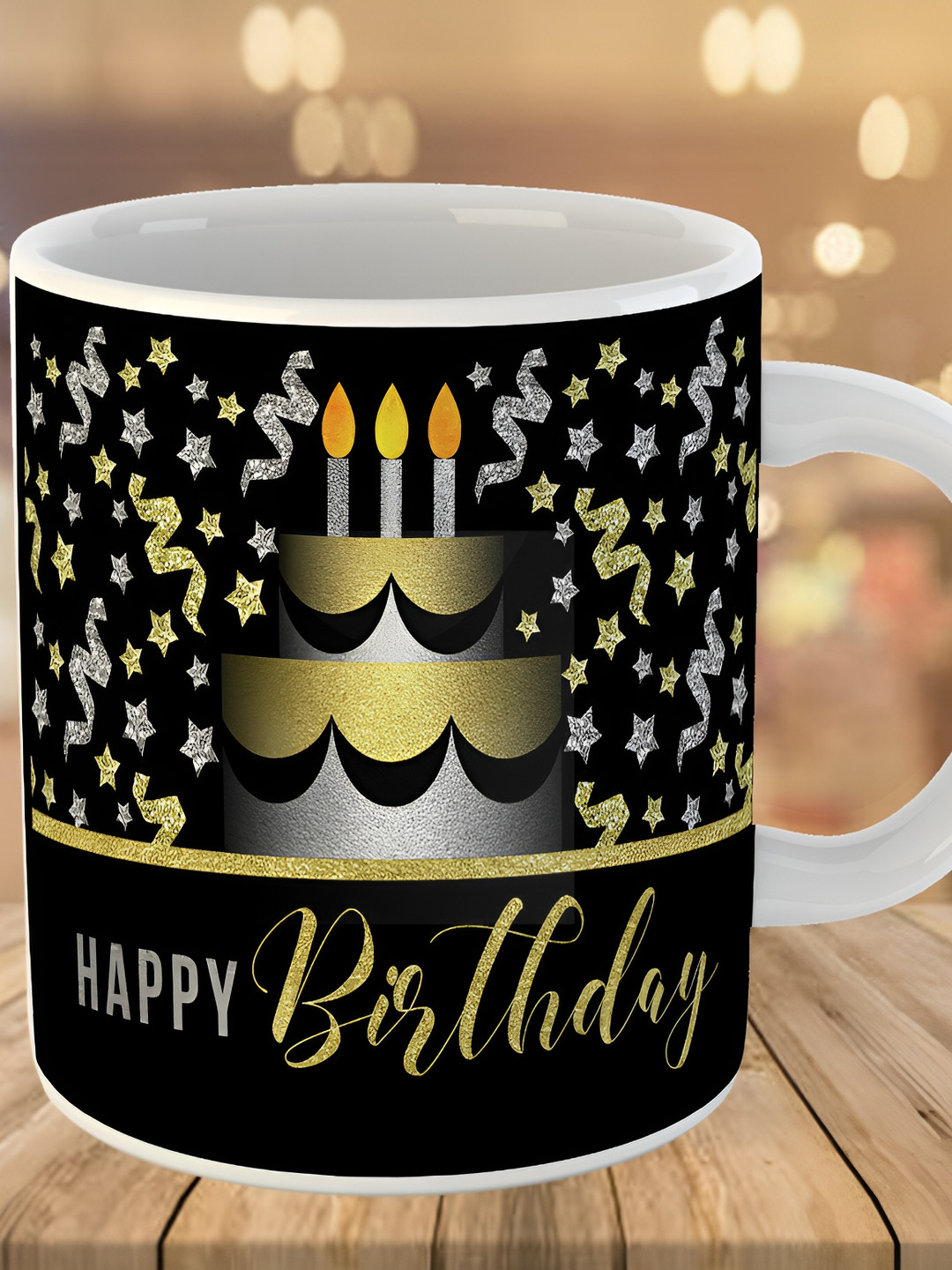 Keviv Black & Grey Text or Slogans Printed Ceramic Glossy Mug 325 ml