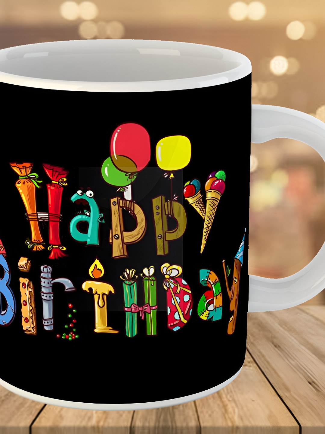 Keviv Black & Yellow Text or Slogans Printed Ceramic Glossy Mug 325 ml