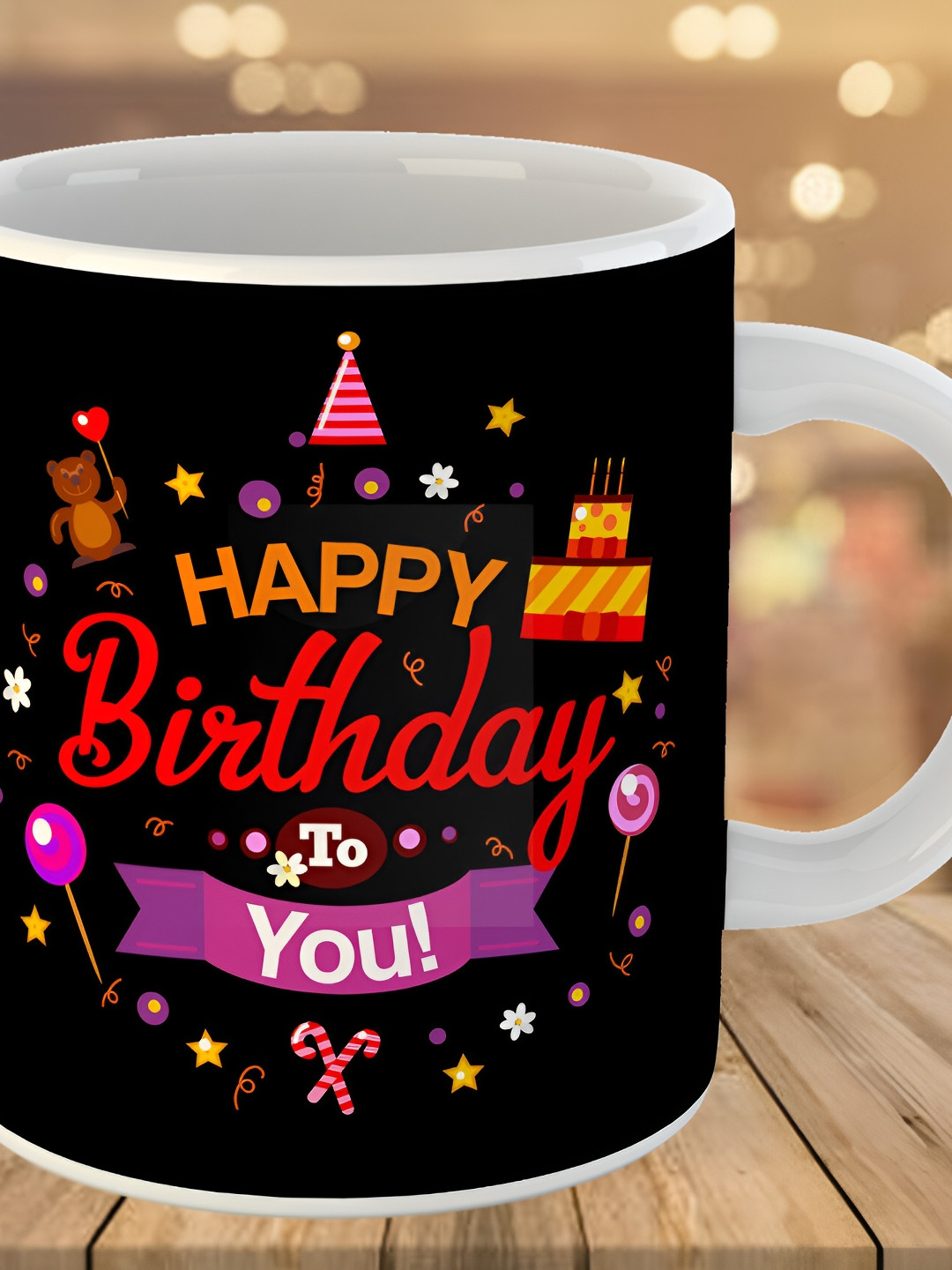 Keviv Black & Red Text or Slogans Printed Ceramic Glossy Mug 325 ml