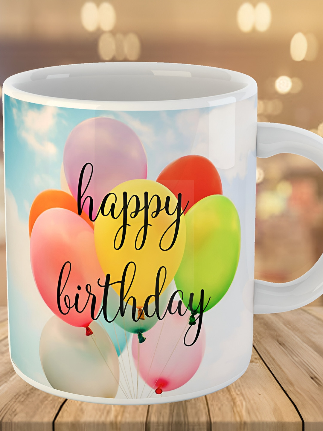 Keviv White & Blue Text or Slogans Printed Ceramic Glossy Mug 325 ml