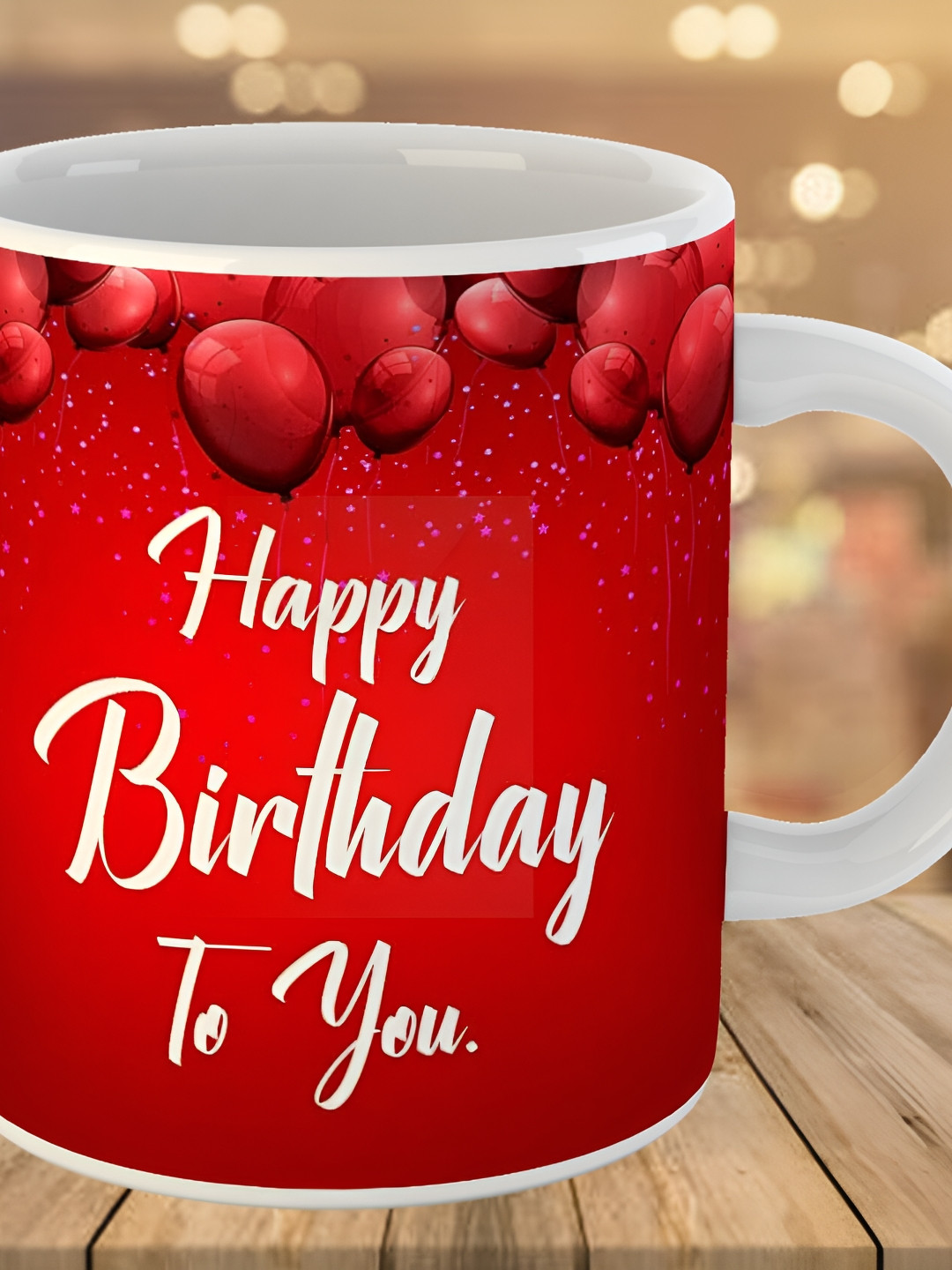 Keviv Red & White Text or Slogans Printed Ceramic Glossy Mug 325 ml