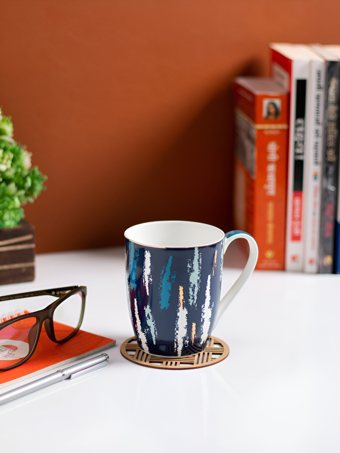 JCPL Happy Birthday Panda White Abstract Ceramic Microwave Safe 2 Piece Mugs-350ml