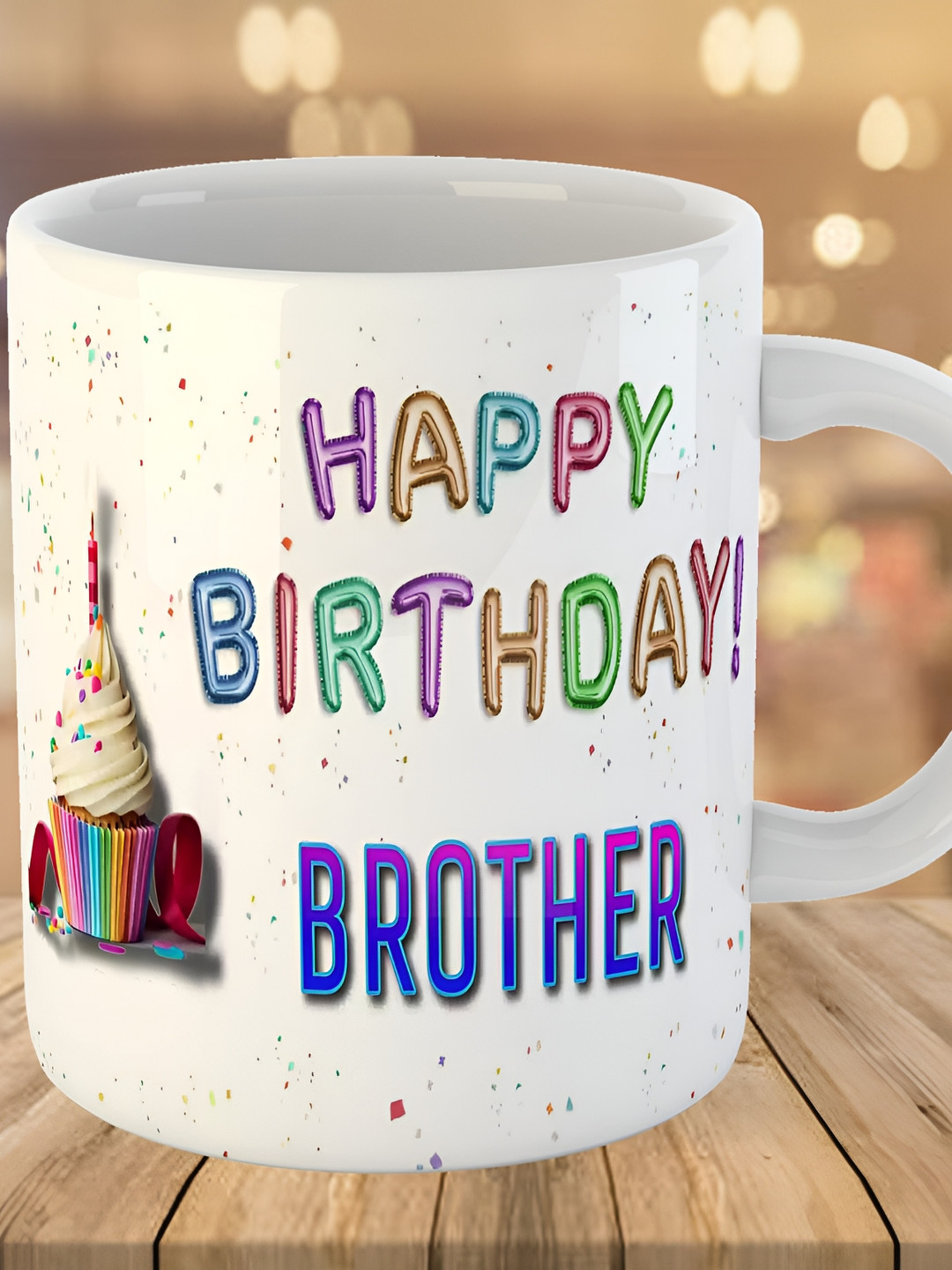 Keviv White & Blue Text or Slogans Printed Ceramic Glossy Mug 325 ml