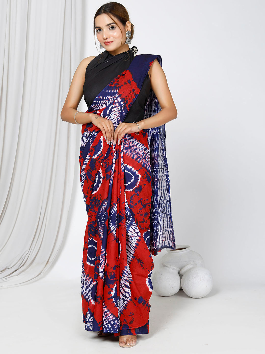 Sanganeri Print Tie and Dye Pure Cotton Bagru Saree