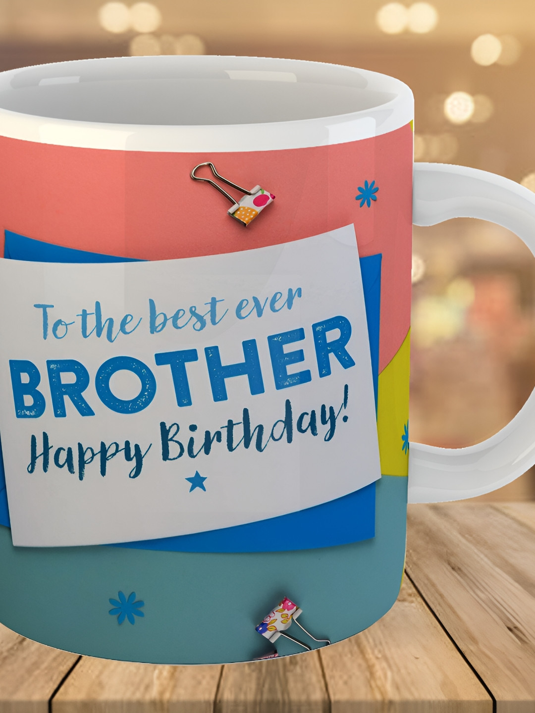 Keviv Pink & Blue Text or Slogans Printed Ceramic Glossy Mug 325 ml