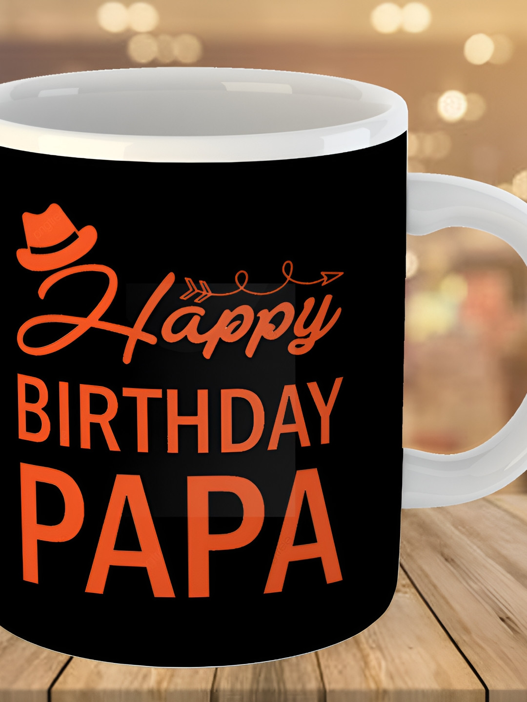 Keviv Black & Orange Text or Slogans Printed Ceramic Glossy Mug 325 ml