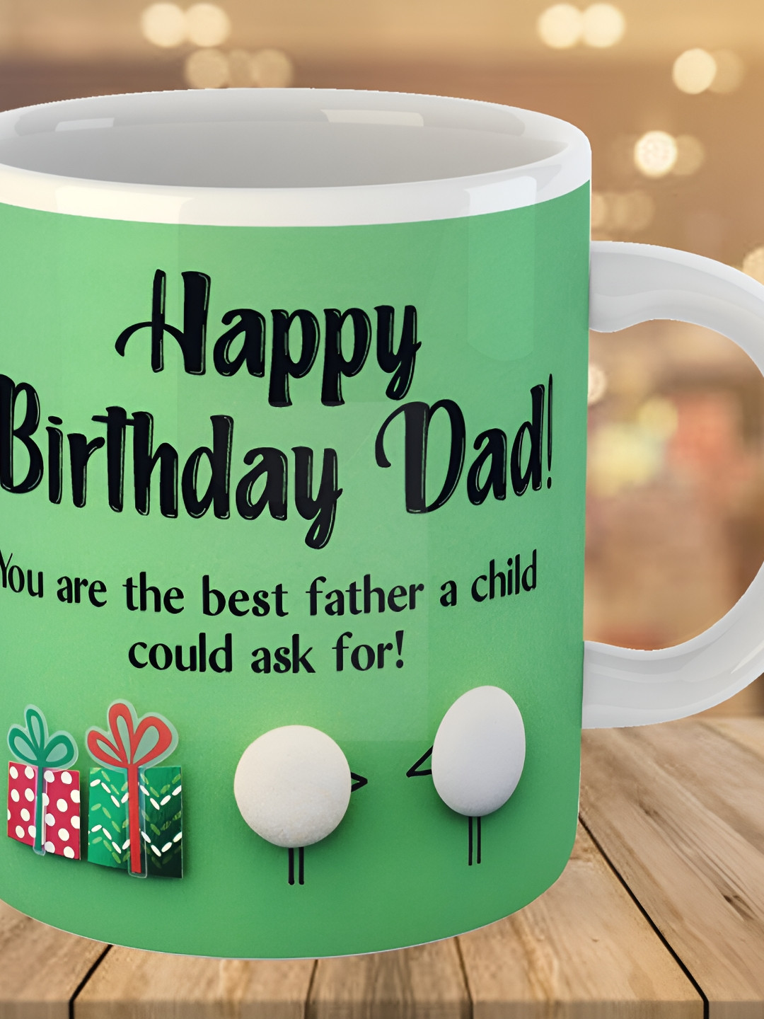 Keviv Green & Black Text or Slogans Printed Ceramic Glossy Mug 325 ml