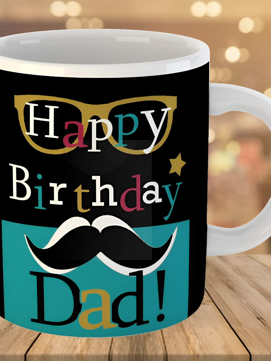 Keviv Black & Teal Text or Slogans Printed Ceramic Glossy Mug 325 ml