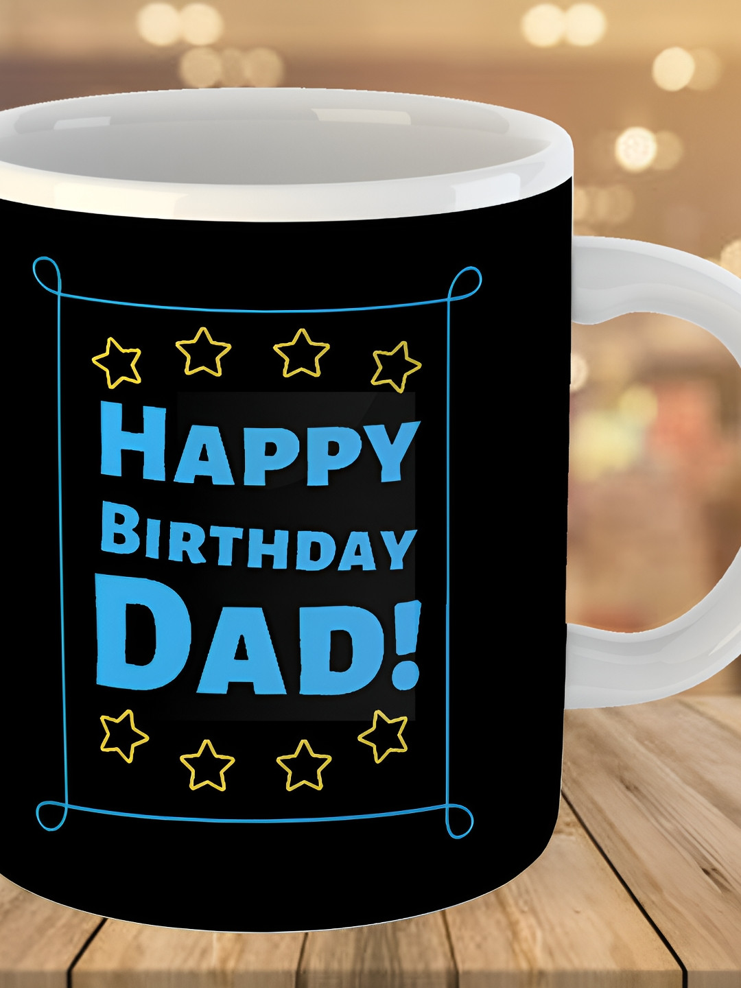 Keviv Black & Blue Text or Slogans Printed Ceramic Glossy Mug 325 ml