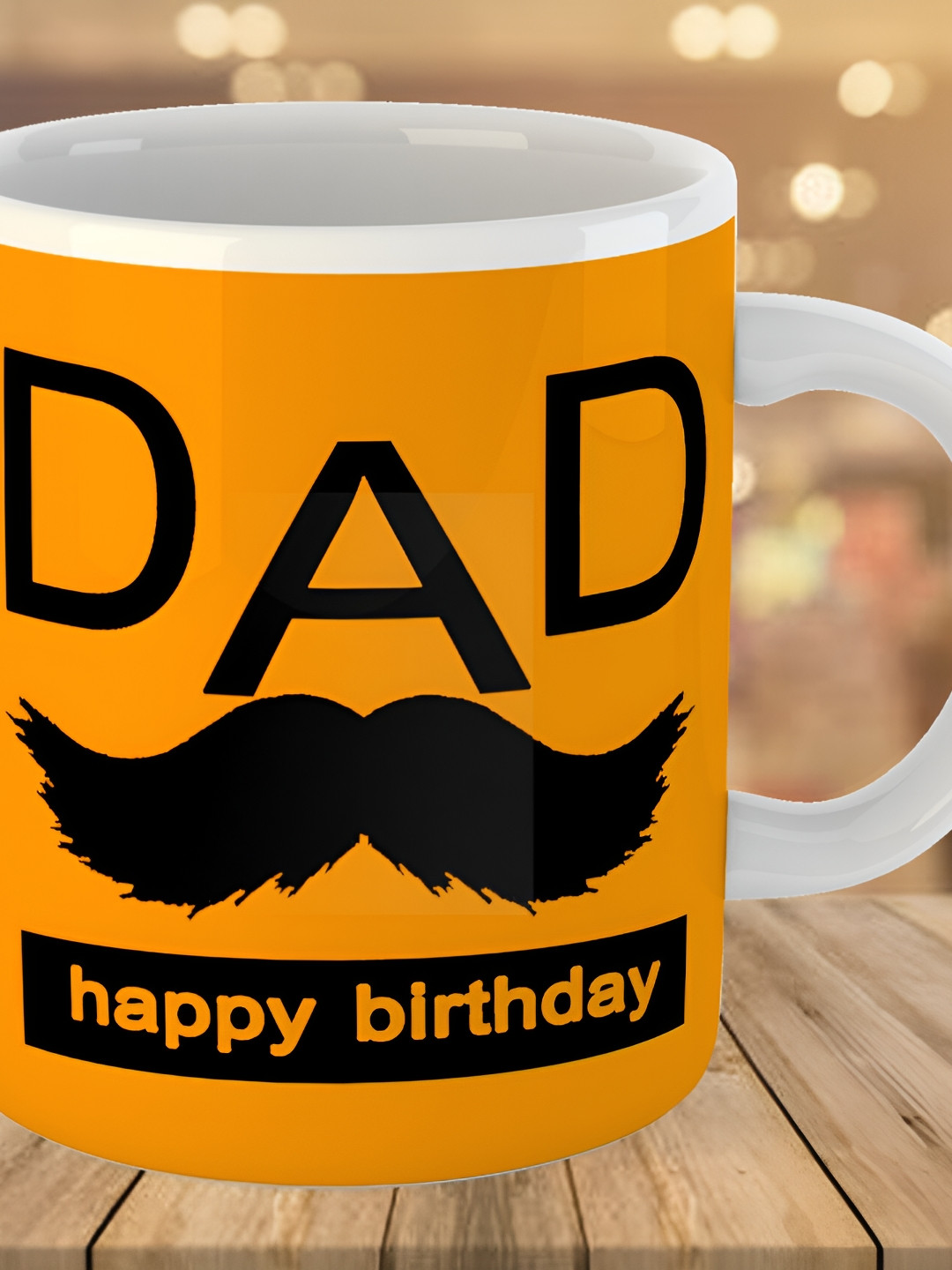 Keviv Orange & Black Text or Slogans Printed Ceramic Glossy Mugs 325 ml