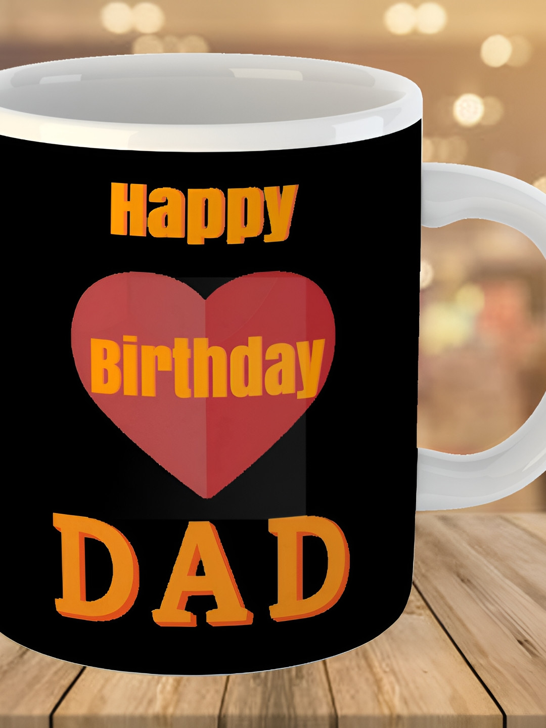 Keviv Black & Orange Text or Slogans Printed Ceramic Glossy Mugs 325 ml