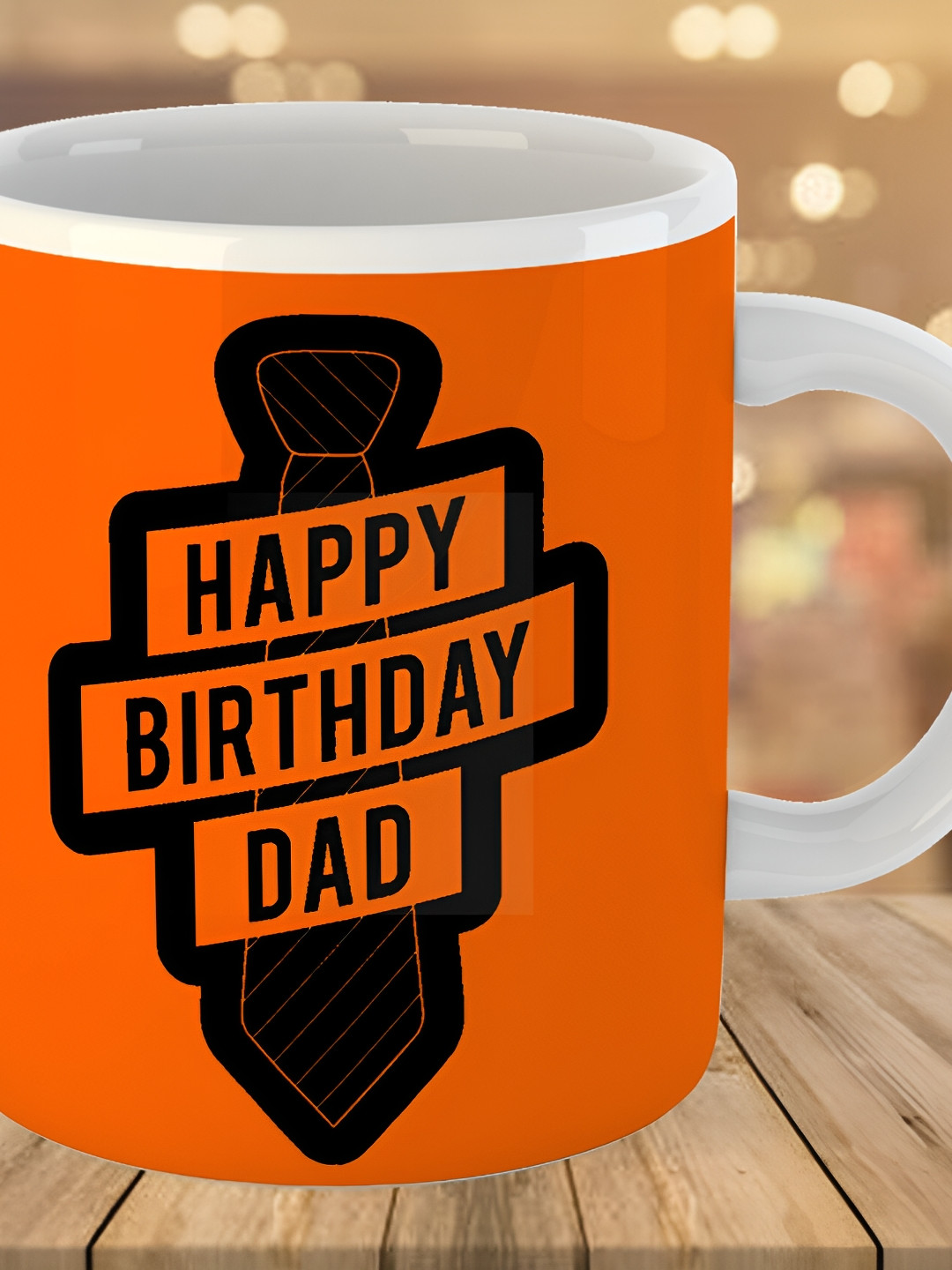 Keviv Black & Orange Text or Slogans Printed Ceramic Glossy Mug 325 ml