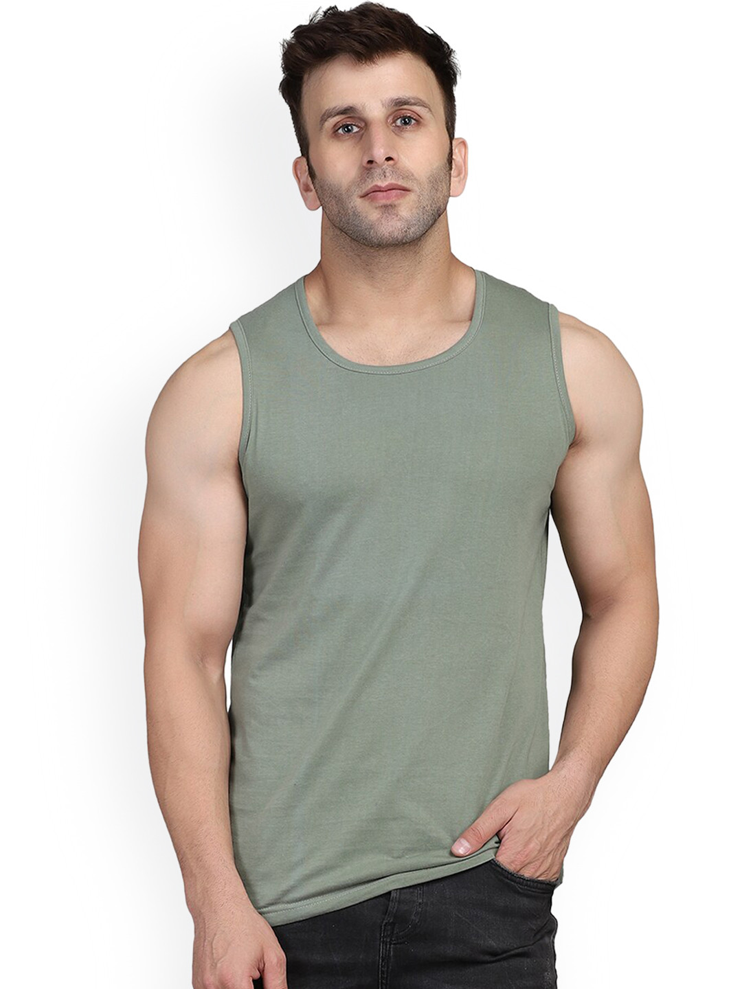 SLOWLORIS Sleeveless Gym Vests SL26 PLAIN LGTGREEN