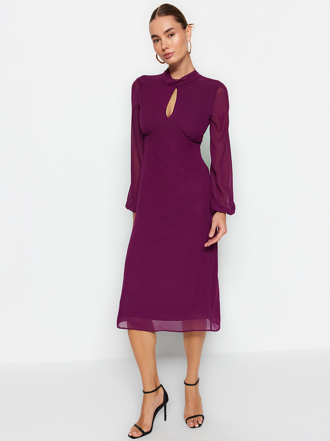 Trendyol Keyhole Neck Sheath Midi Dress