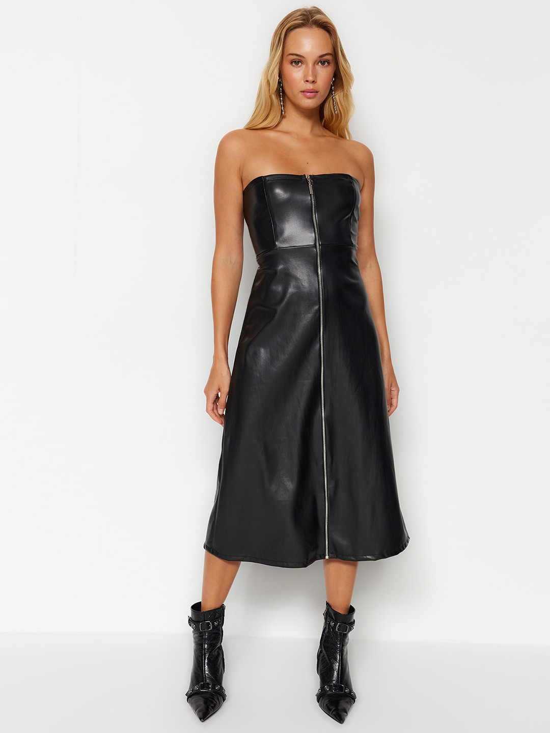 Trendyol Off-Shoulder A-Line Midi Opaque Party Dress
