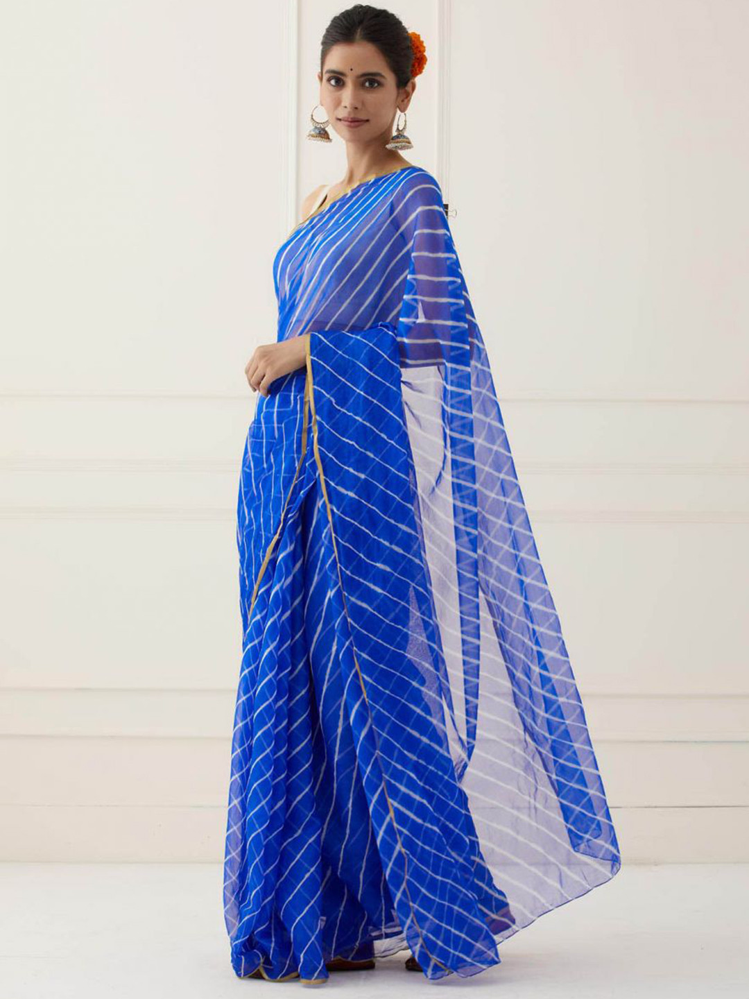 sutra attire Dyed Leheriya Zari Leheriya Saree