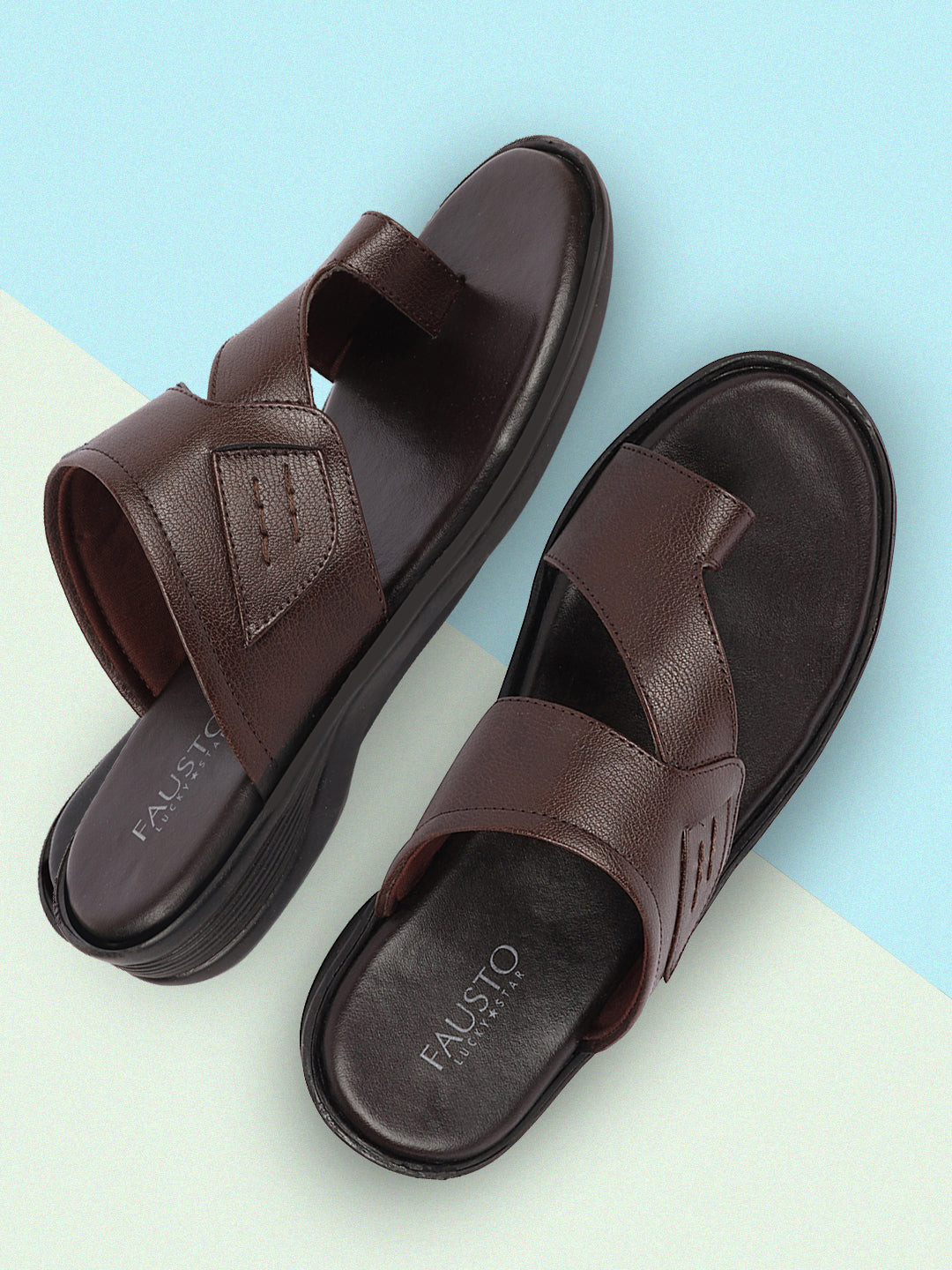 FAUSTO Men Slip On Toe Ring Comfort Sandal