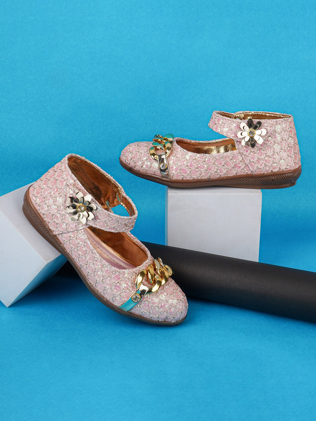 BAESD Girls Textured Embellished Mary Jane