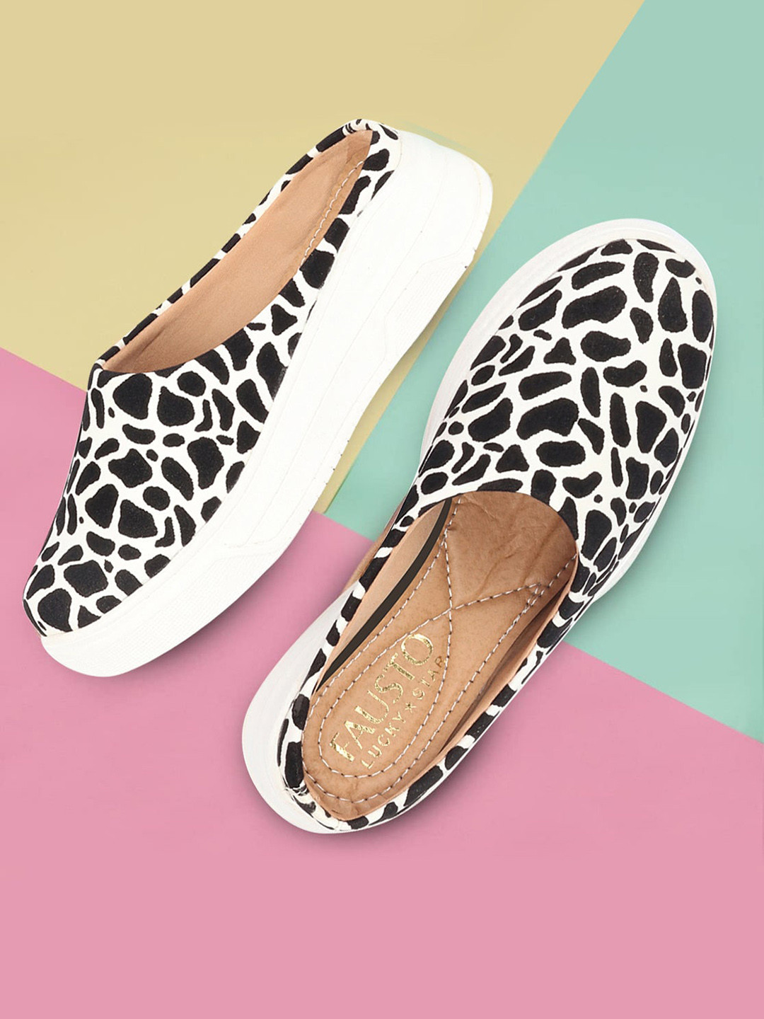 FAUSTO Women Printed Velvet Mule Sneakers