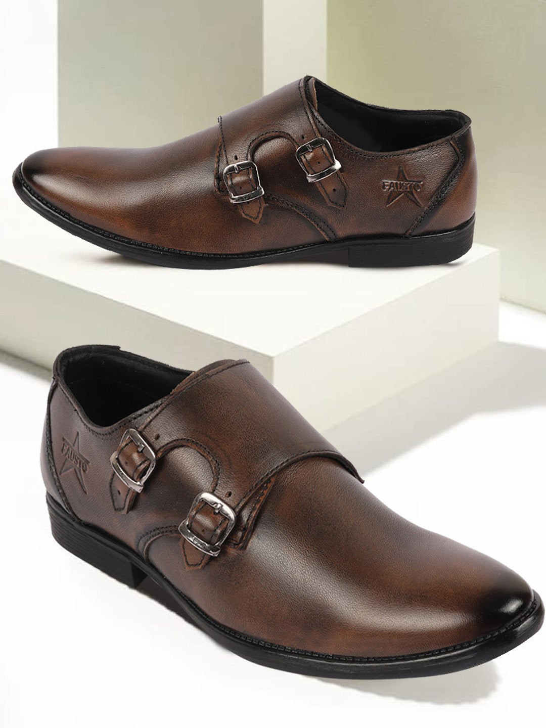FAUSTO Men Leather Formal Monks